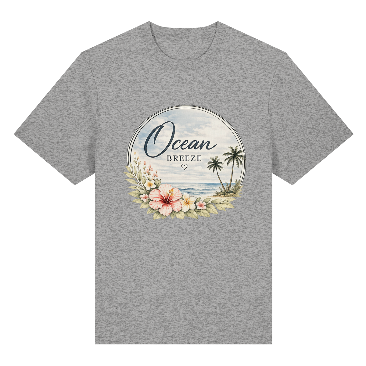 Ocean Breeze – Bio-Heavy T-Shirt – Vorderansicht in heather grey