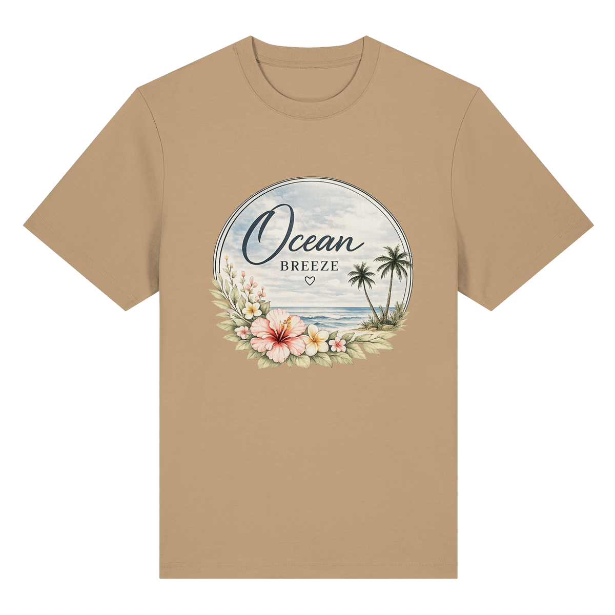 Ocean Breeze – Bio-Heavy T-Shirt – Vorderansicht in latte