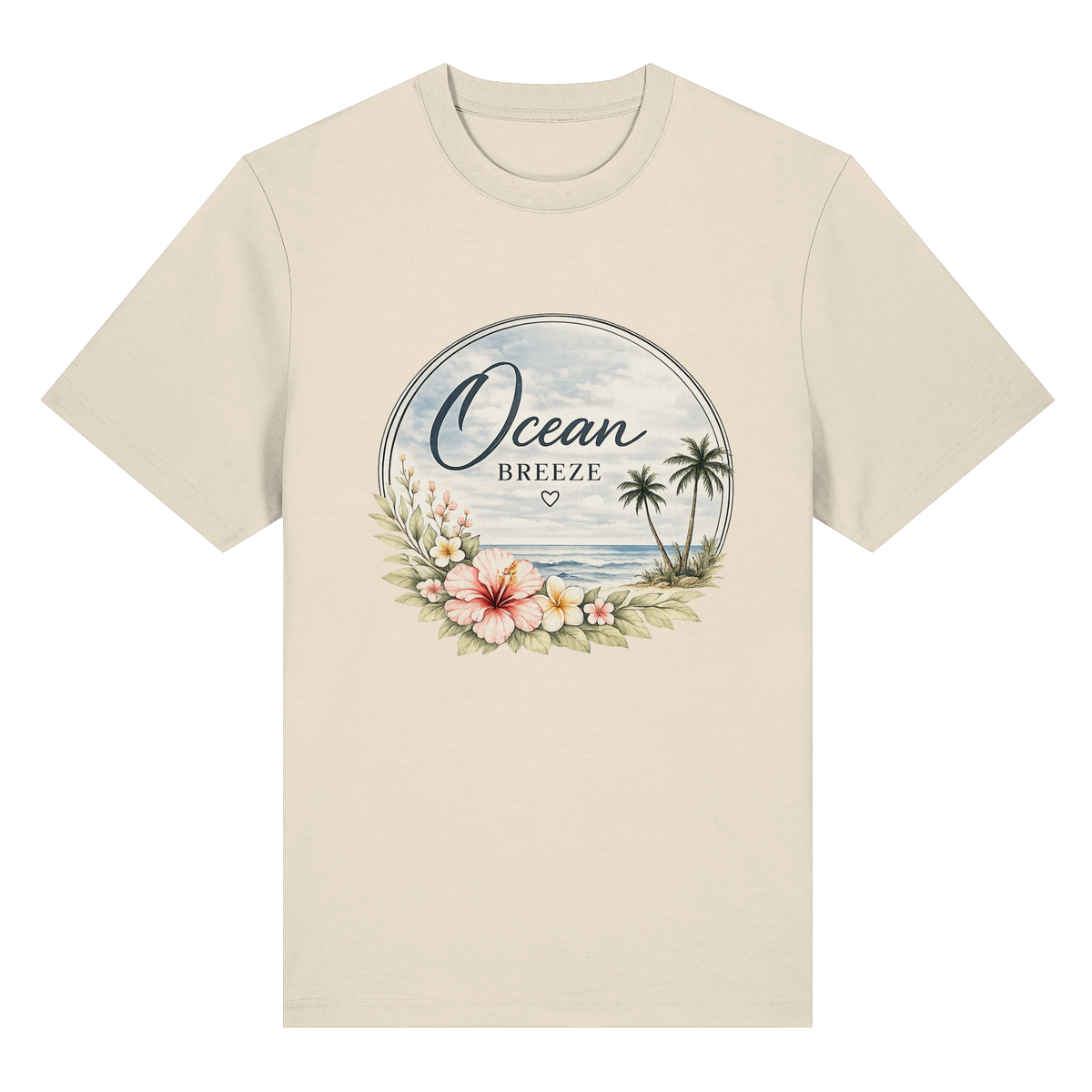 Ocean Breeze – Bio-Heavy T-Shirt – Vorderansicht in natural raw