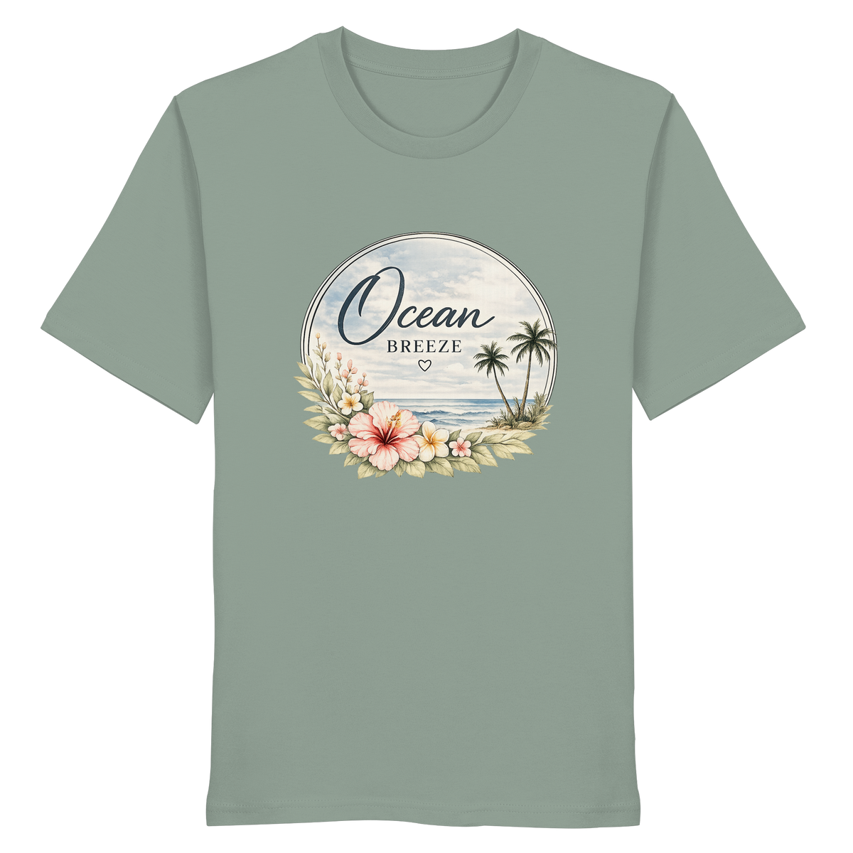 Ocean Breeze – Bio T-Shirt – Vorderansicht in aloe