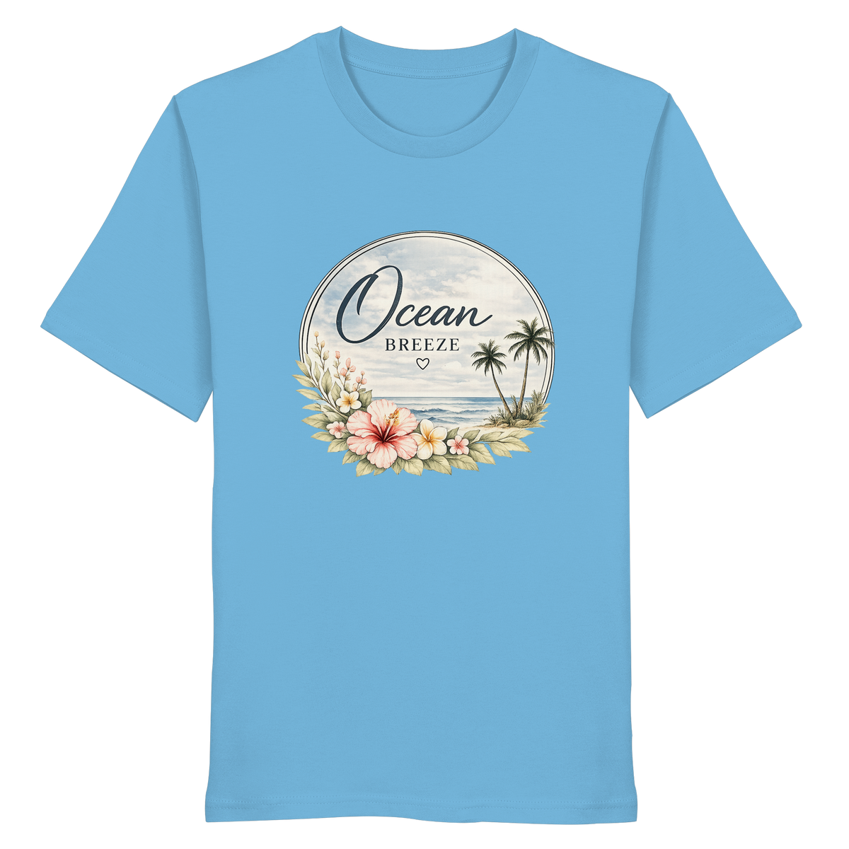 Ocean Breeze – Bio T-Shirt – Vorderansicht in aqua blue