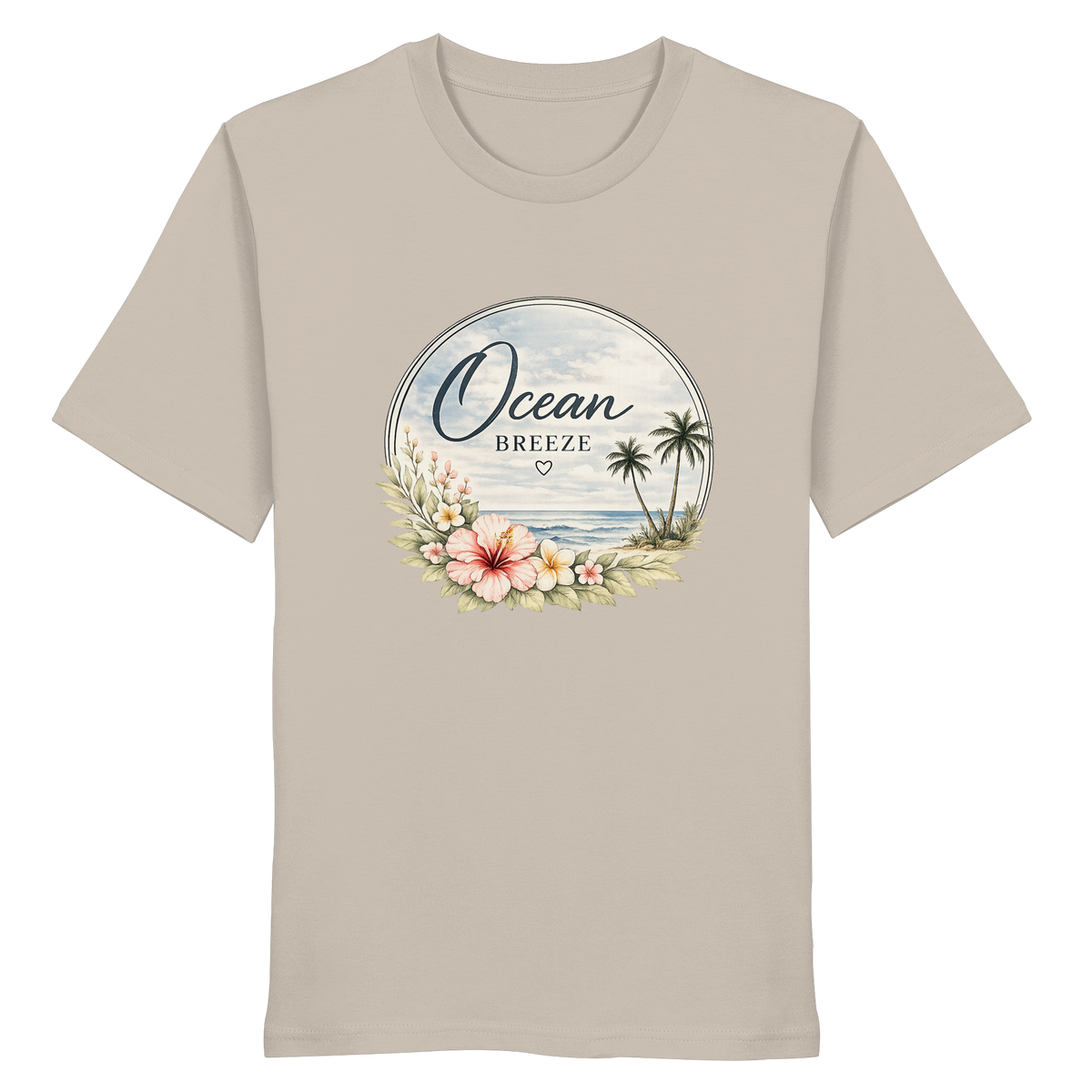 Ocean Breeze – Bio T-Shirt – Vorderansicht in desert dust