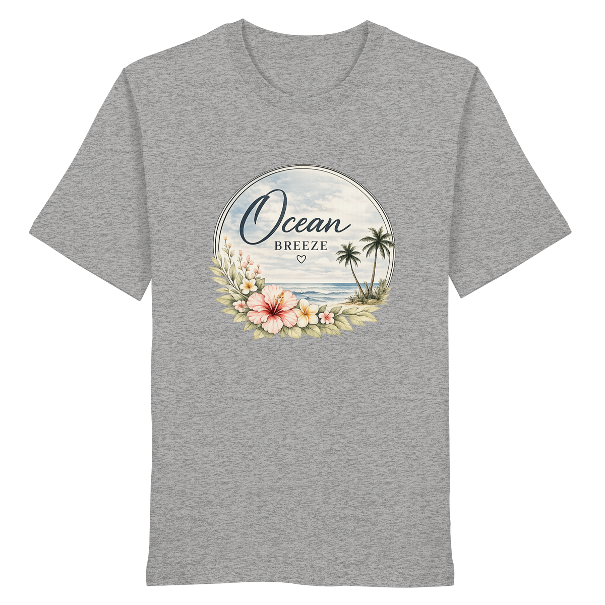 Ocean Breeze – Bio T-Shirt – Vorderansicht in heather grey