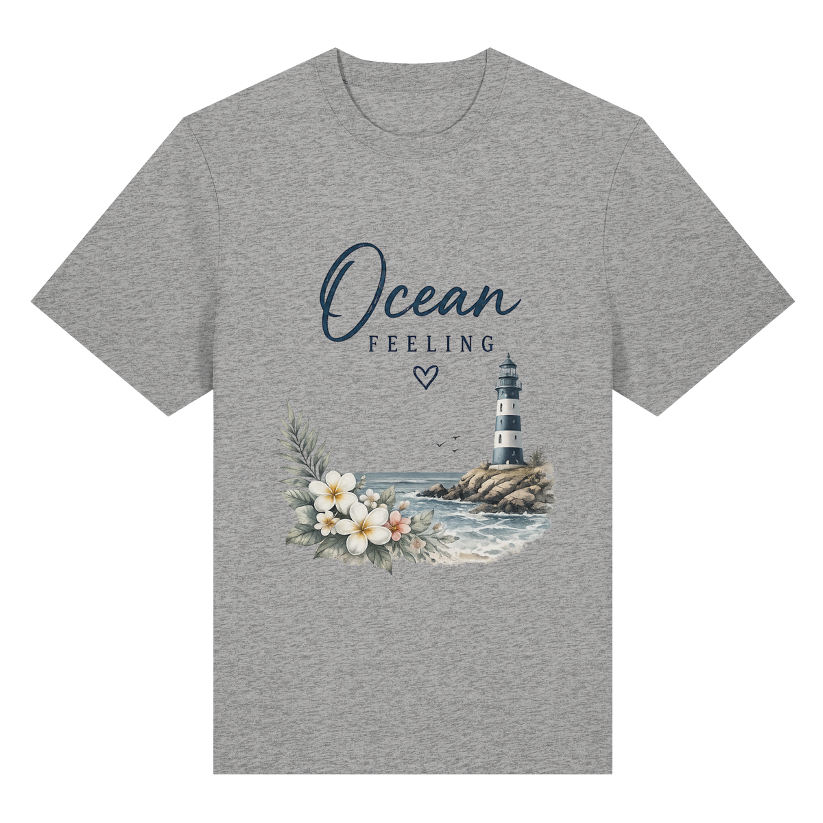 Ocean Feeling – Bio-Heavy T-Shirt – Vorderansicht in heather grey