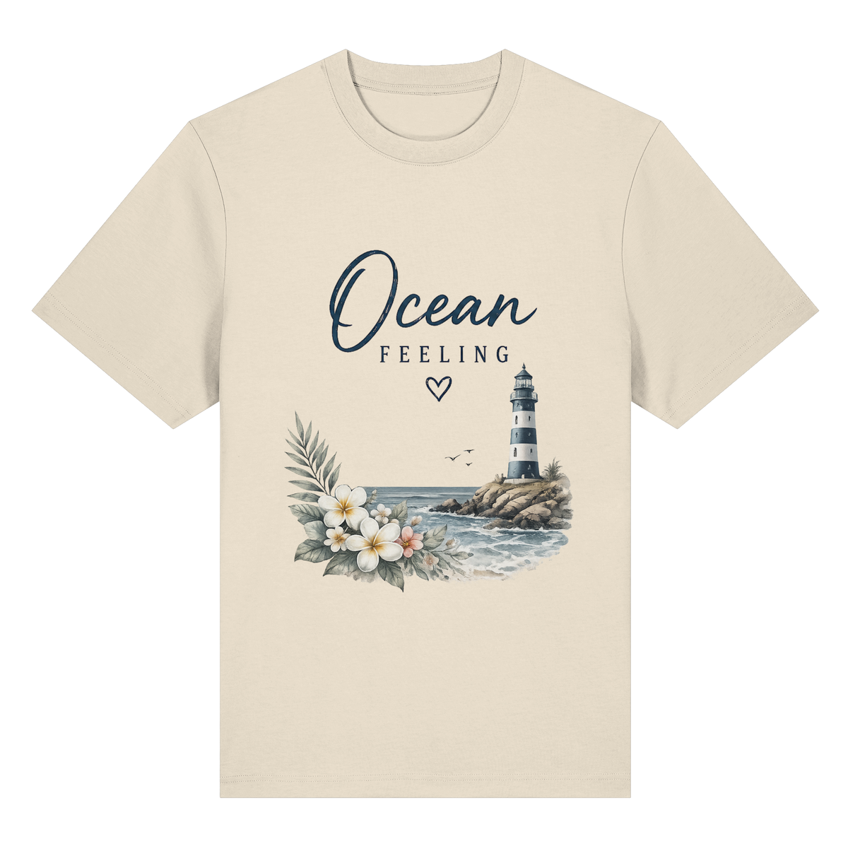 Ocean Feeling – Bio-Heavy T-Shirt – Vorderansicht in natural raw