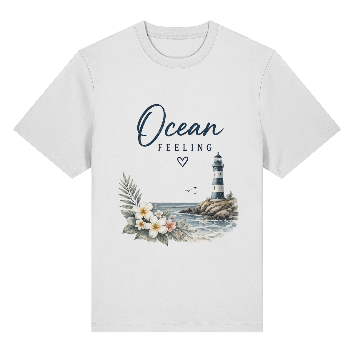 Ocean Feeling – Bio-Heavy T-Shirt – Vorderansicht in white