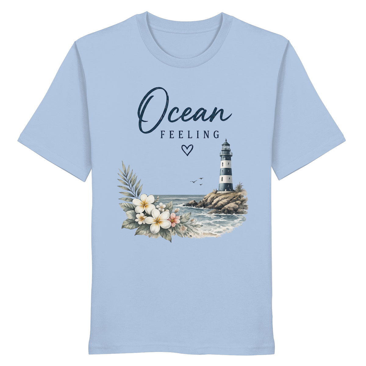 Ocean Feeling – Bio T-Shirt – Vorderansicht in blue soul