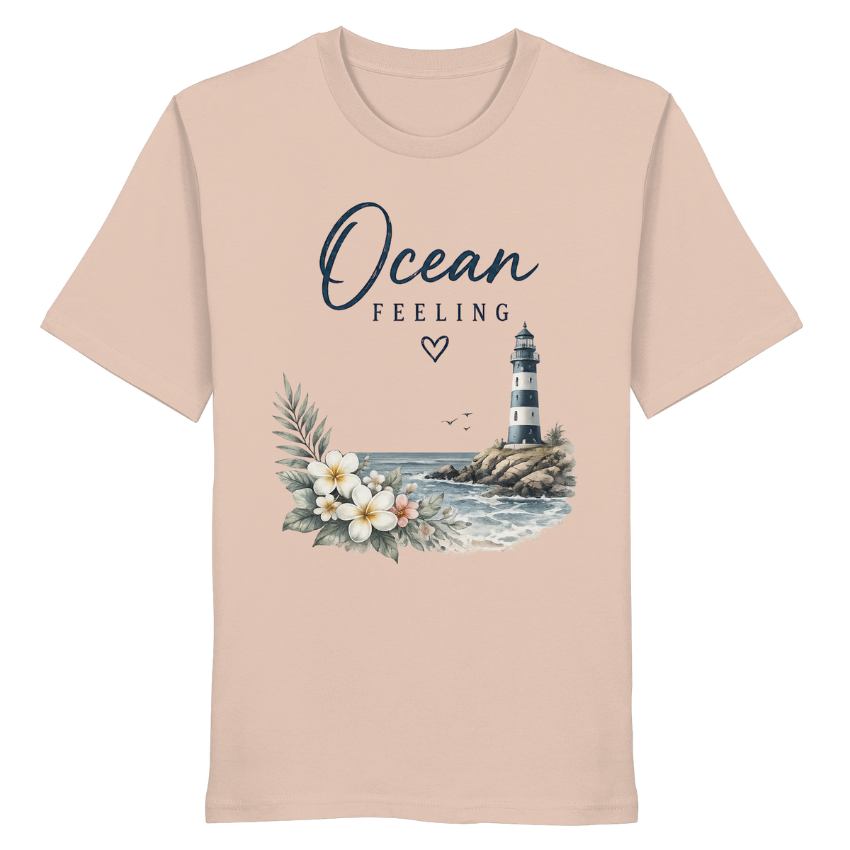 Ocean Feeling – Bio T-Shirt – Vorderansicht in fraiche peche
