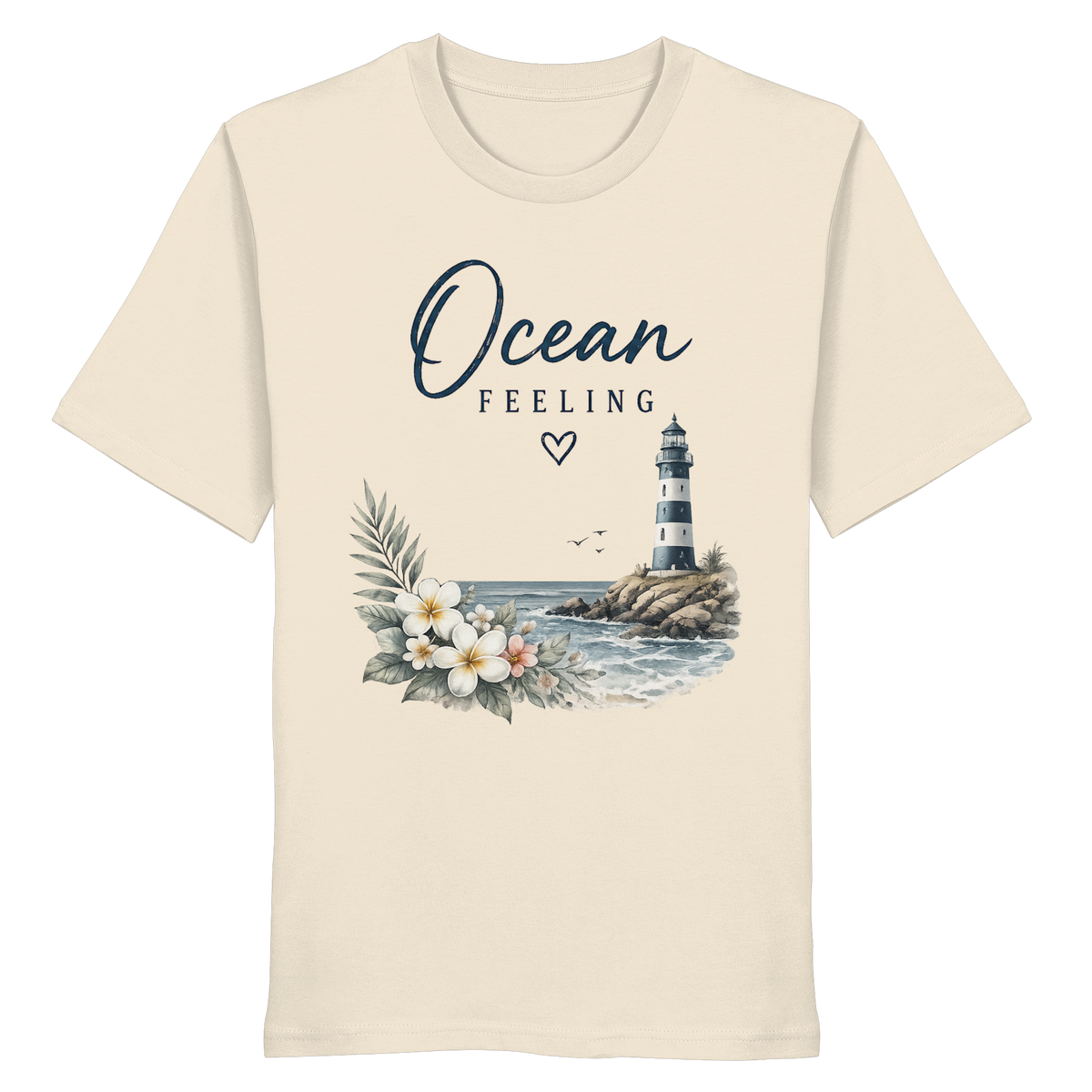 Ocean Feeling – Bio T-Shirt – Vorderansicht in natural raw
