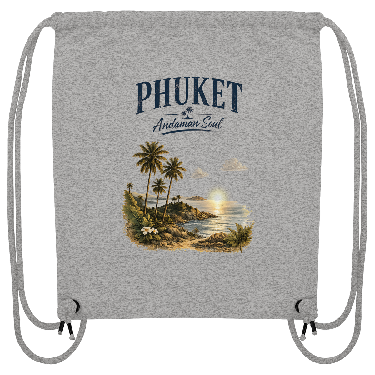 Freigestellter grauer Phuket Andaman Soul Gym-Bag