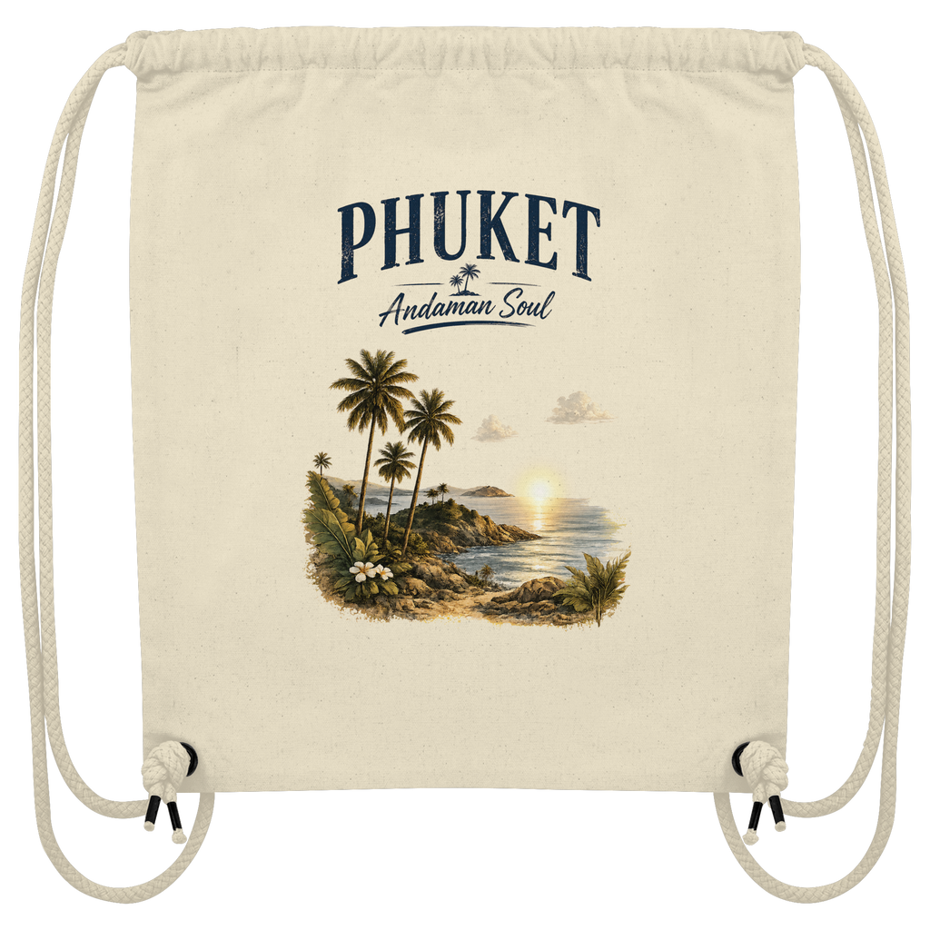 Freigestellter naturfarbener Phuket Andaman Soul Gym-Bag