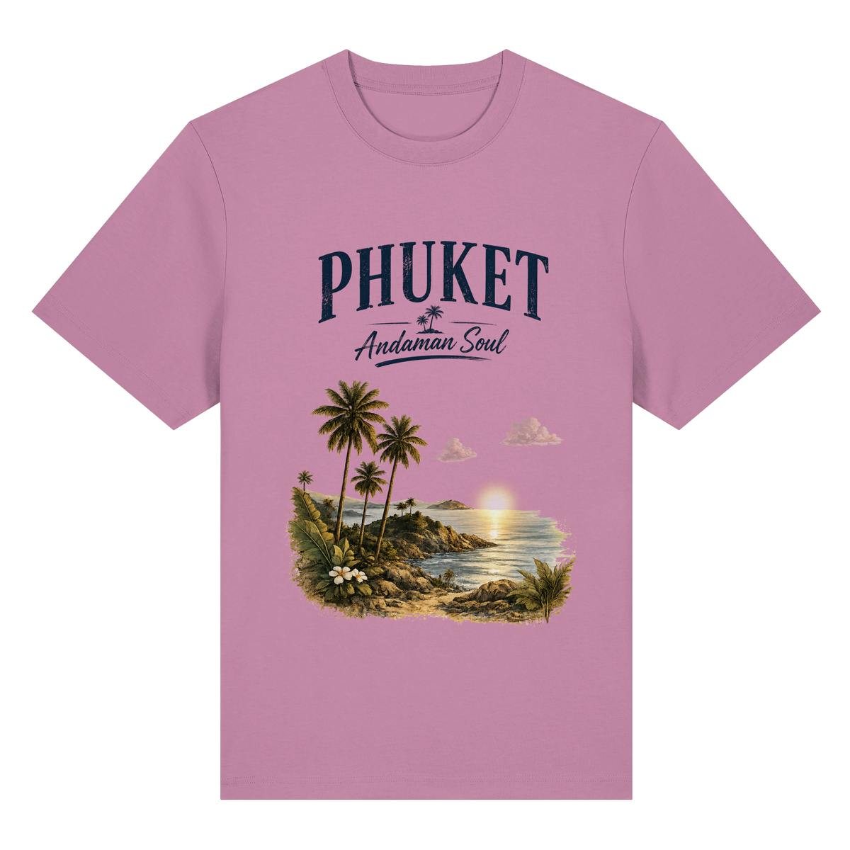 Phuket Thailand – Andaman Soul – Frontprint – Bio-Heavy T-Shirt – Vorderansicht in bubble pink