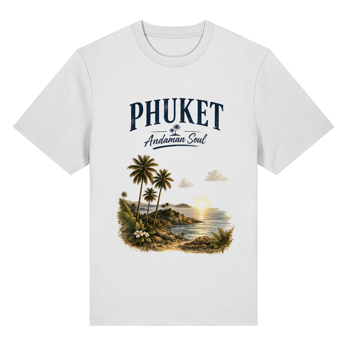 Phuket Thailand – Andaman Soul – Frontprint – Bio-Heavy T-Shirt – Vorderansicht in white