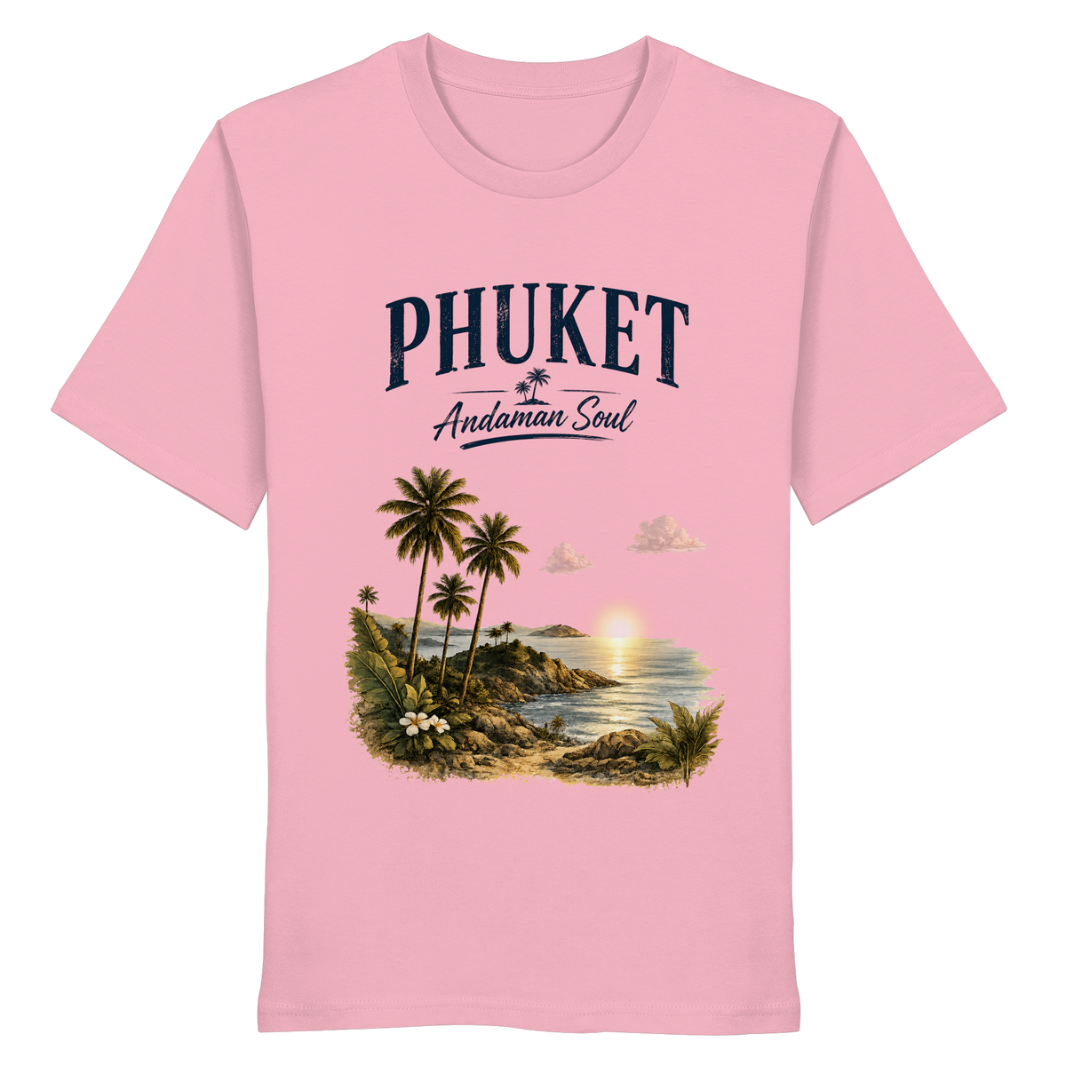 Phuket Thailand – Andaman Soul – Frontprint – Bio T-Shirt – Vorderansicht in cotton pink