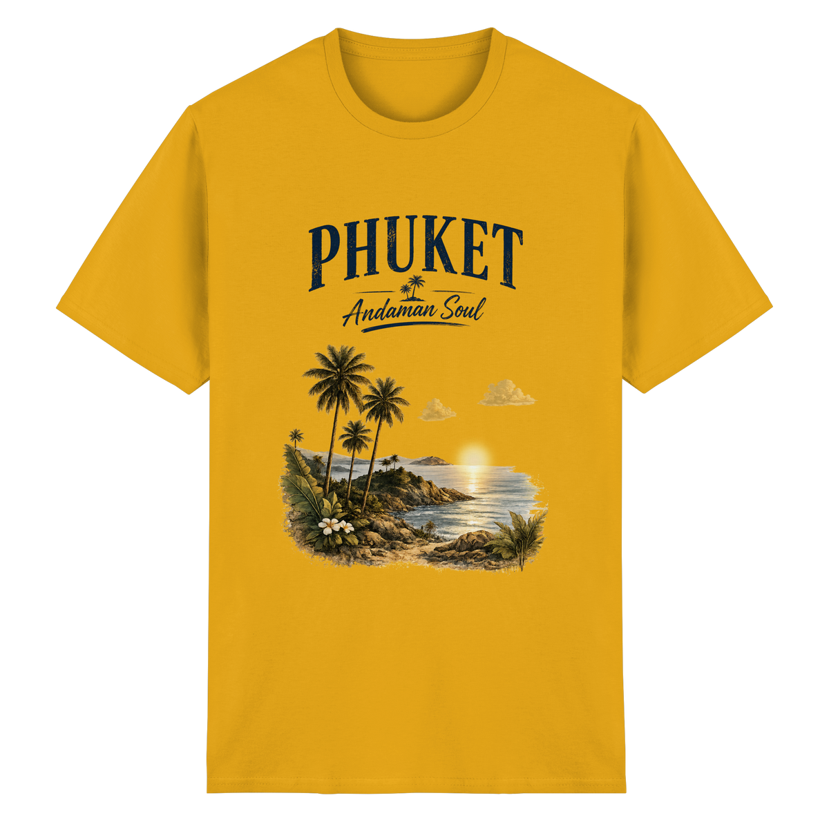 Phuket Thailand – Andaman Soul – Frontprint – Essential T-Shirt – Vorderansicht in gold