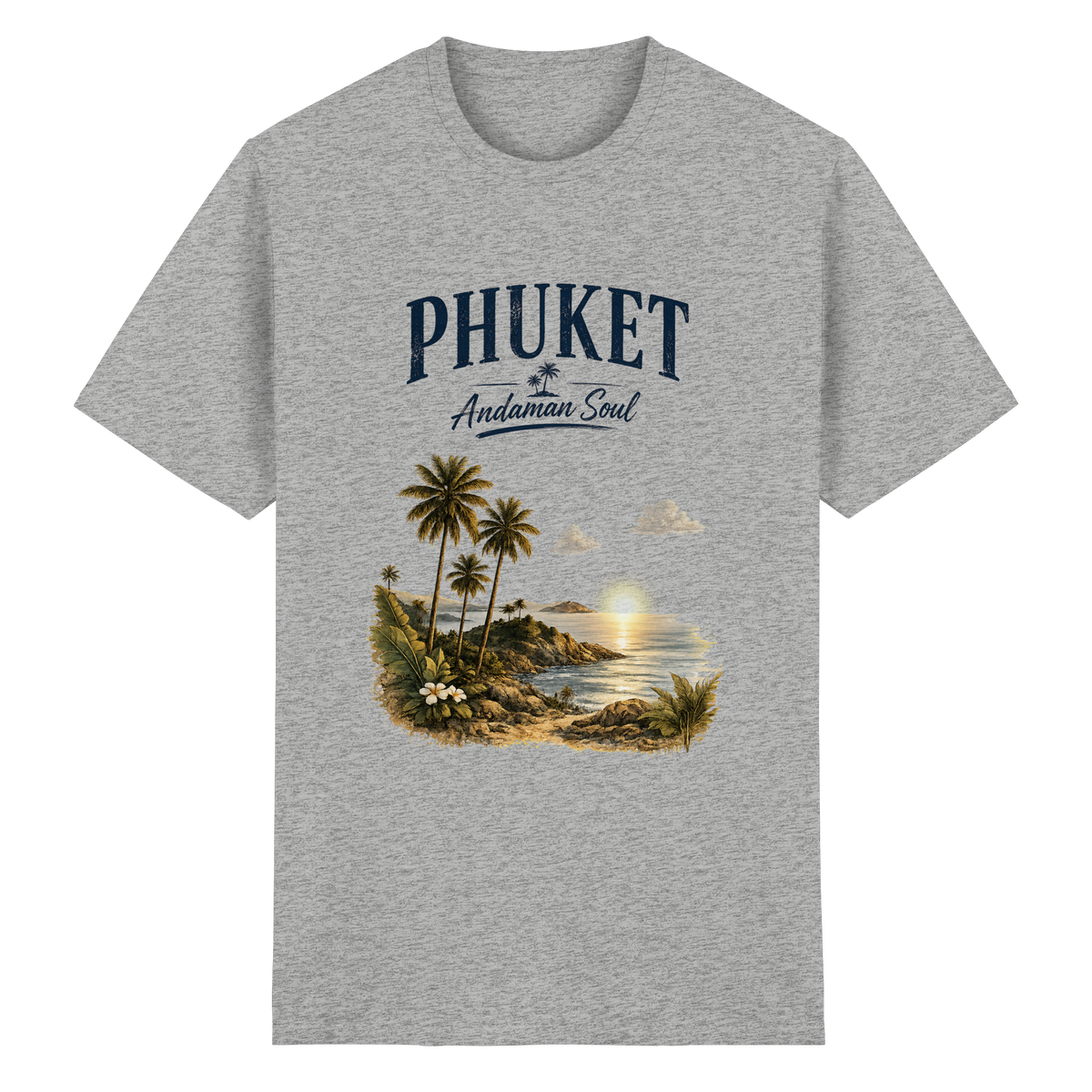Phuket Thailand – Andaman Soul – Frontprint – Essential T-Shirt – Vorderansicht in sport grey meliert