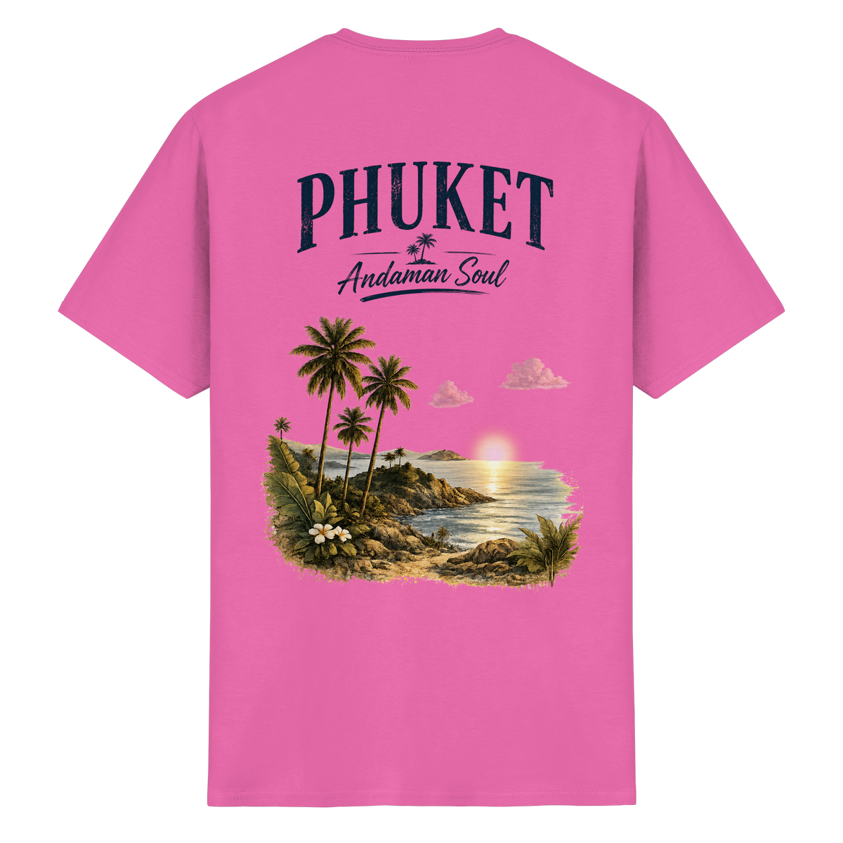 Phuket Thailand – Andaman Soul – Vintage Rückenprint – Helle Edition – Essential T-Shirt – Rückenansicht in azalea