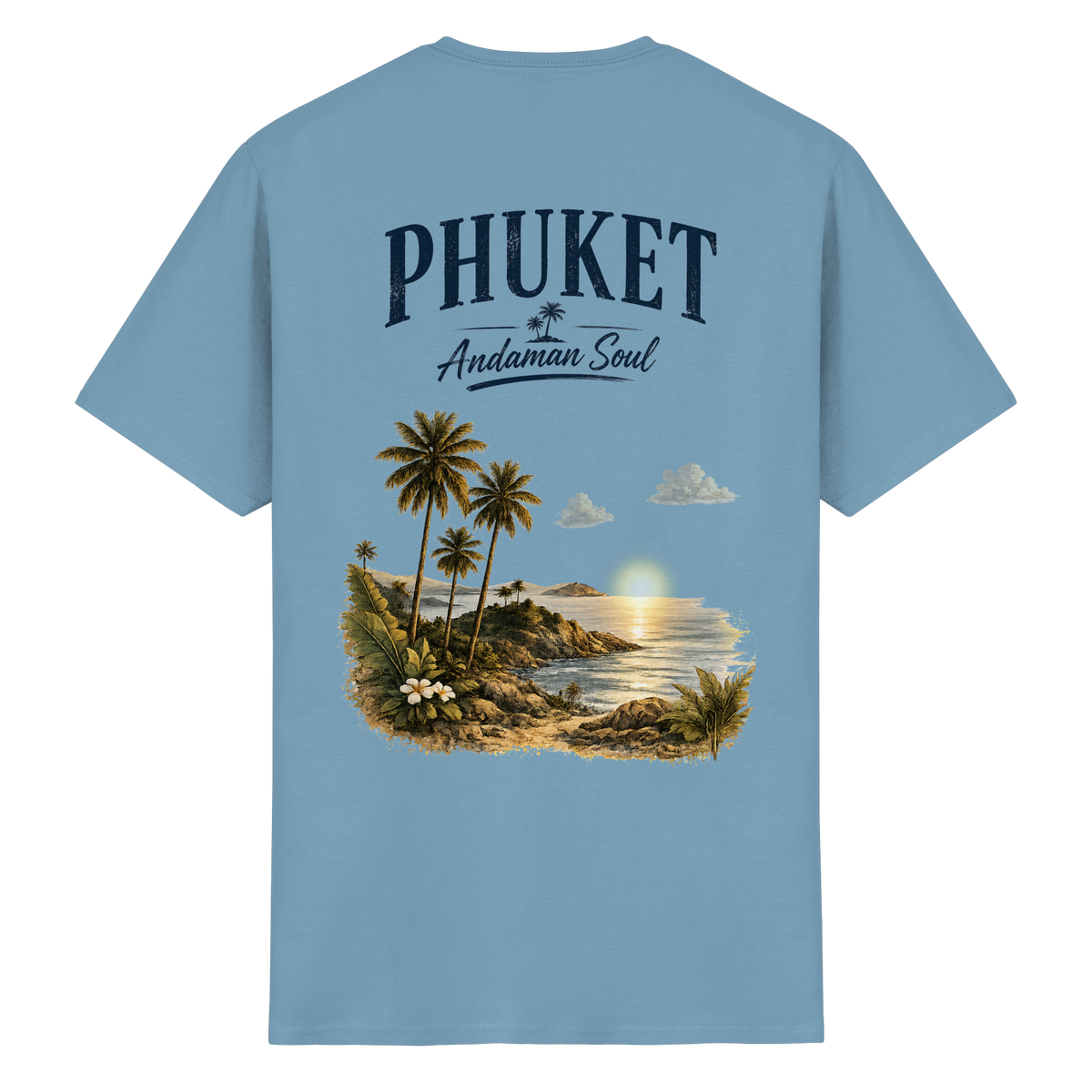 Phuket Thailand – Andaman Soul – Vintage Rückenprint – Helle Edition – Essential T-Shirt – Rückenansicht in carolina blue