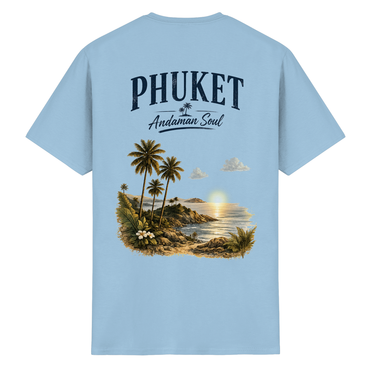 Phuket Thailand – Andaman Soul – Vintage Rückenprint – Helle Edition – Essential T-Shirt – Rückenansicht in light blue