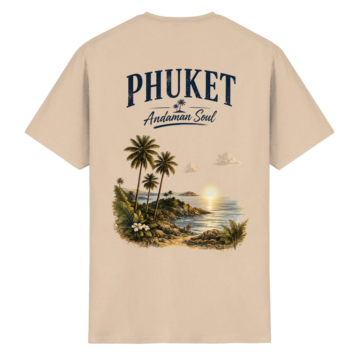 Phuket Thailand – Andaman Soul – Vintage Rückenprint – Helle Edition – Essential T-Shirt – Rückenansicht in natural