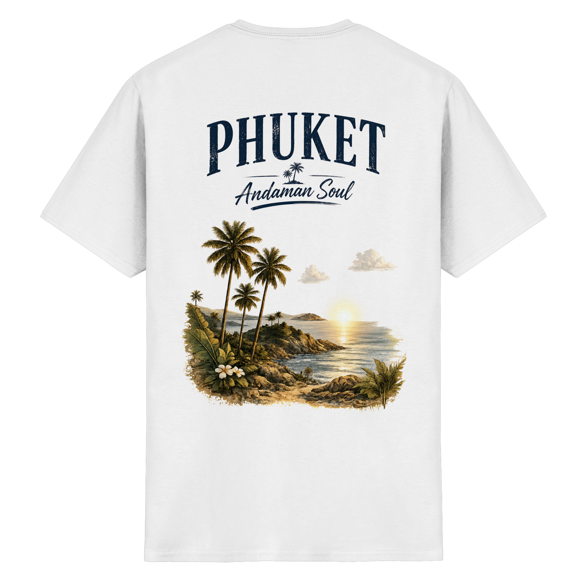 Phuket Thailand – Andaman Soul – Vintage Rückenprint – Helle Edition – Essential T-Shirt – Rückenansicht in white