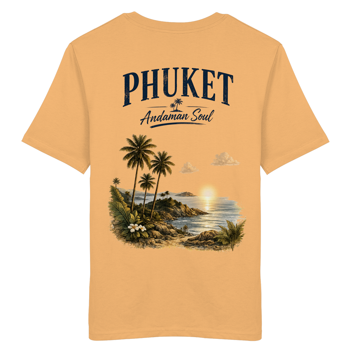 Phuket Thailand – Andaman Soul – Vintage Rückenprint – Helle Edition – Bio T-Shirt – Rückansicht in nispero