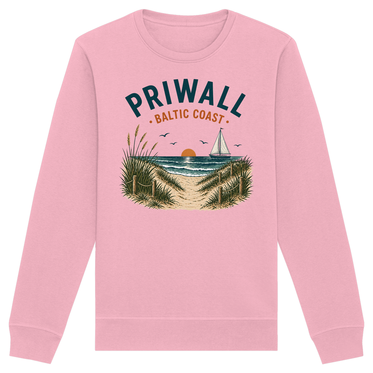 Priwall Baltic Coast Bio-Sweatshirt in Cotton Pink – Vorderansicht