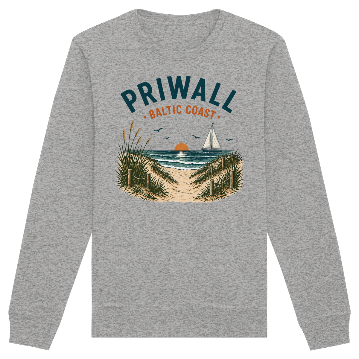 Priwall Baltic Coast Bio-Sweatshirt in Heather Grey – Vorderansicht