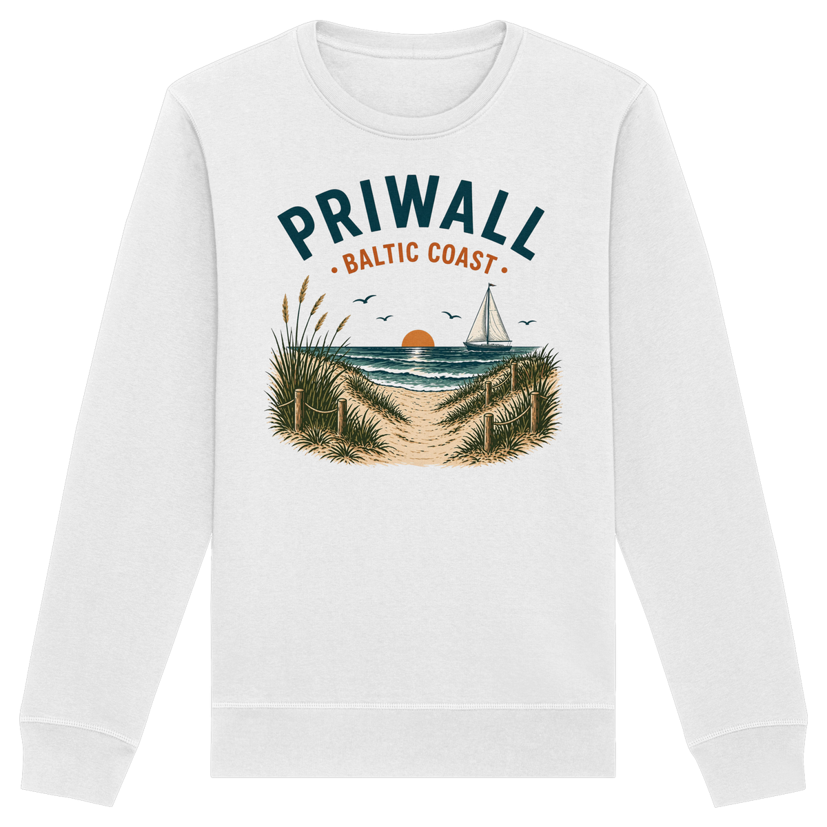 Priwall Baltic Coast Bio-Sweatshirt in Weiß – Vorderansicht