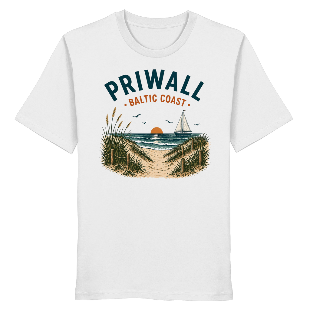 Priwall Baltic Coast Unisex Bio-T-Shirt in Weiß – Vorderansicht