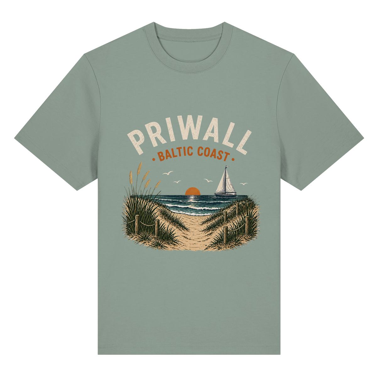 Priwall Baltic Coast Bio-Heavy T-Shirt in Aloe – Clean Mockup