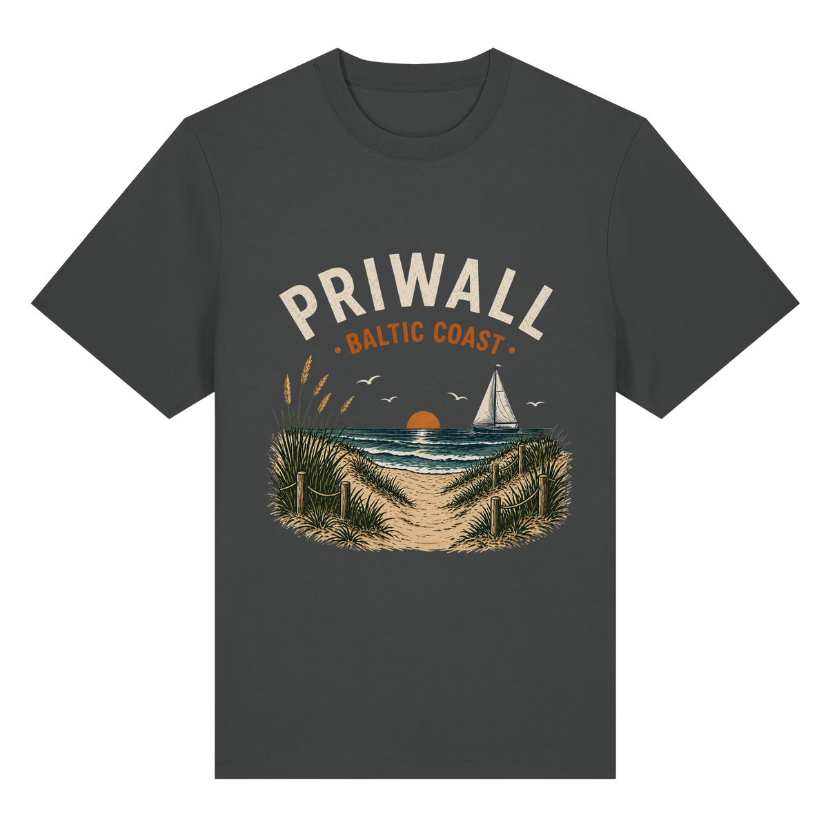 Priwall Baltic Coast Bio-Heavy T-Shirt in Anthrazit – Clean Mockup