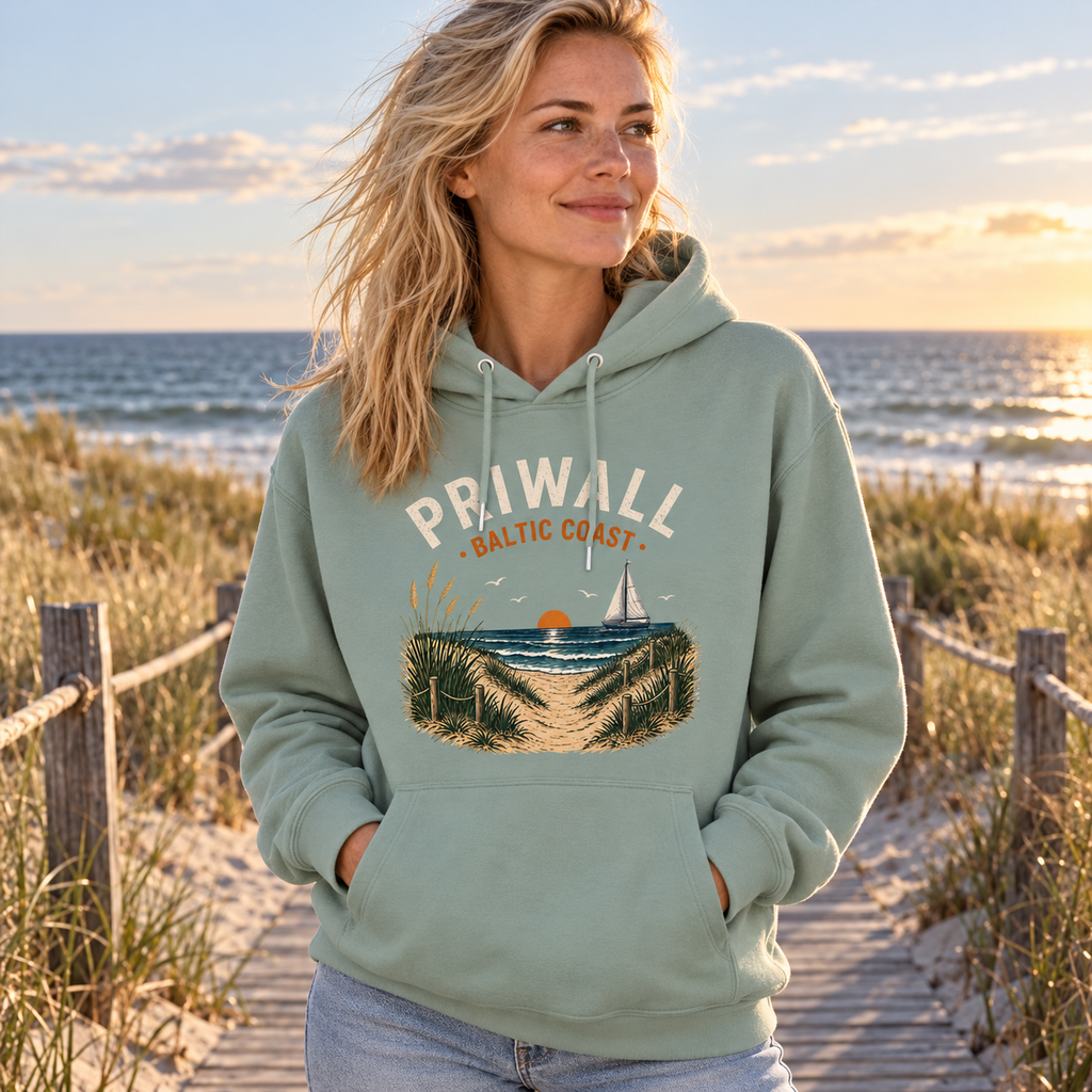 Frau in den Dünen im Priwall Baltic Coast Bio-Hoodie