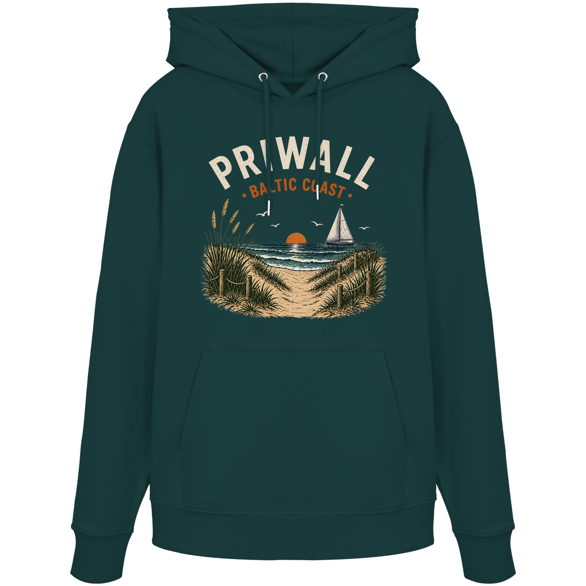 Priwall Baltic Coast Bio-Hoodie in Glazed Green – Clean Mockup
