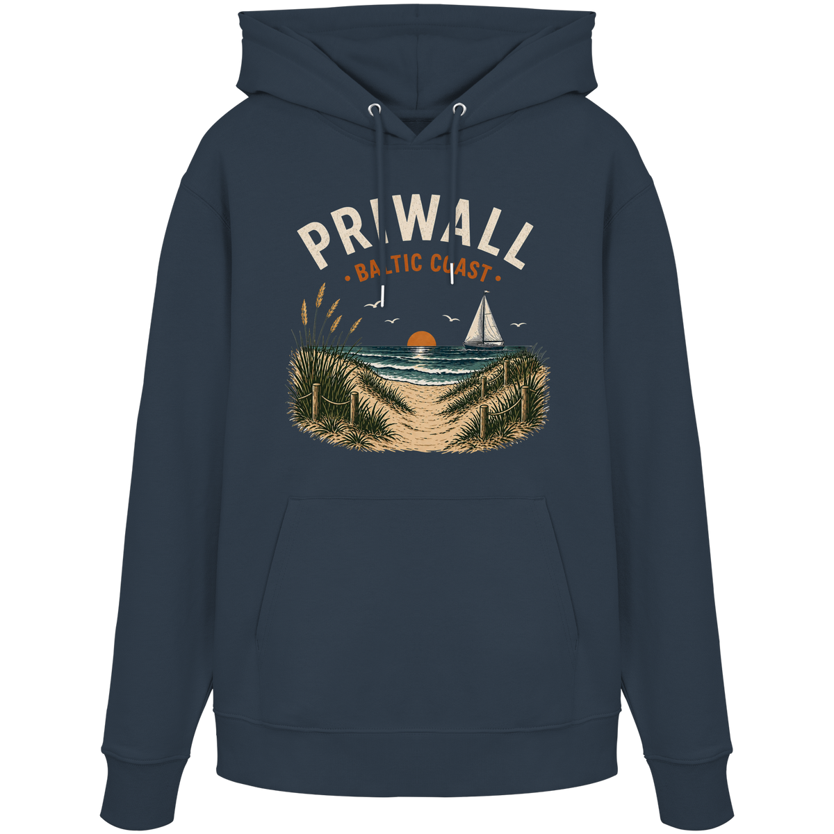 Priwall Baltic Coast Bio-Hoodie in India Ink Grey – Clean Mockup