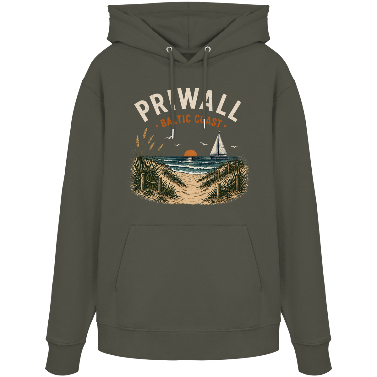 Priwall Baltic Coast Bio-Hoodie in Khaki – Clean Mockup