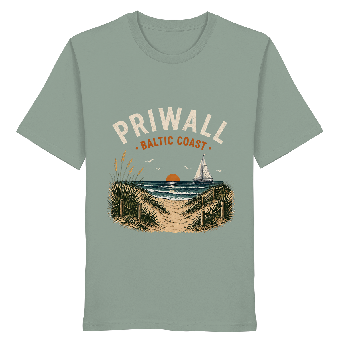 Priwall Baltic Coast Bio T-Shirt in Aloe – Clean Mockup