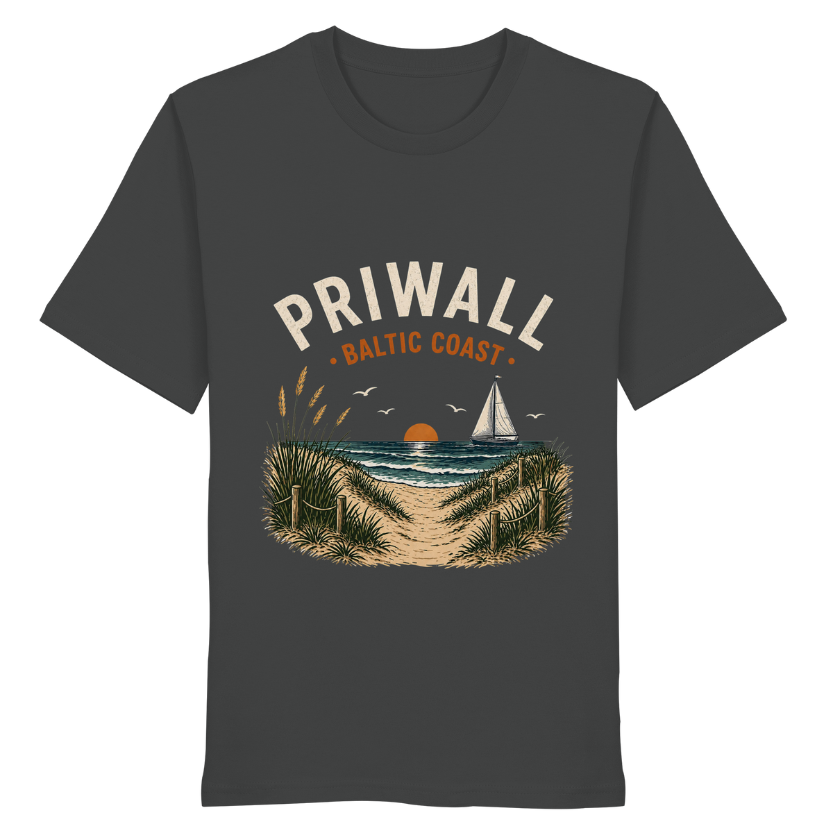 Priwall Baltic Coast Bio T-Shirt in Anthrazit – Clean Mockup