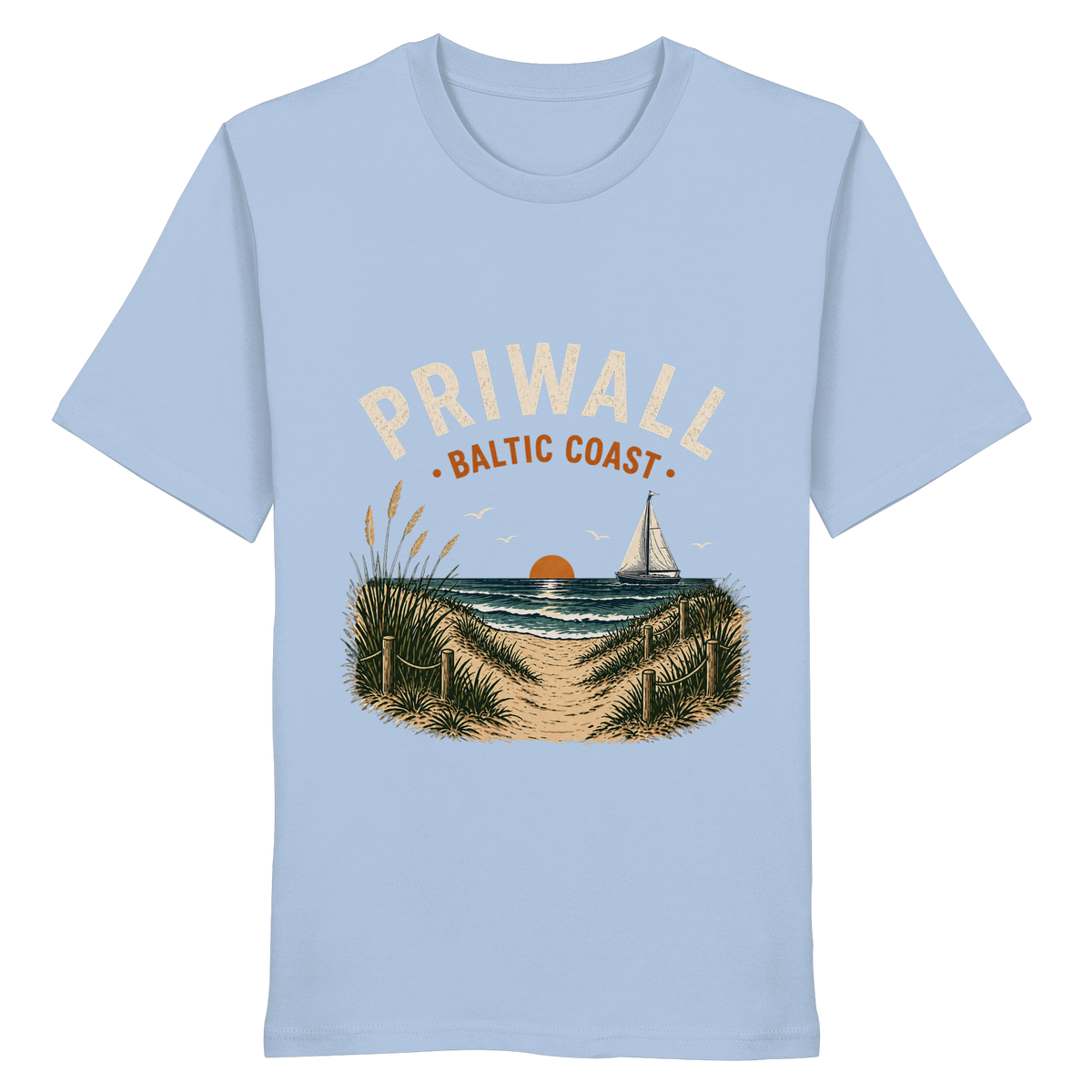Priwall Baltic Coast Bio T-Shirt in Blue Soul – Clean Mockup