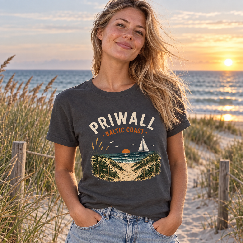 Frau in den Dünen im Priwall Baltic Coast Bio T-Shirt