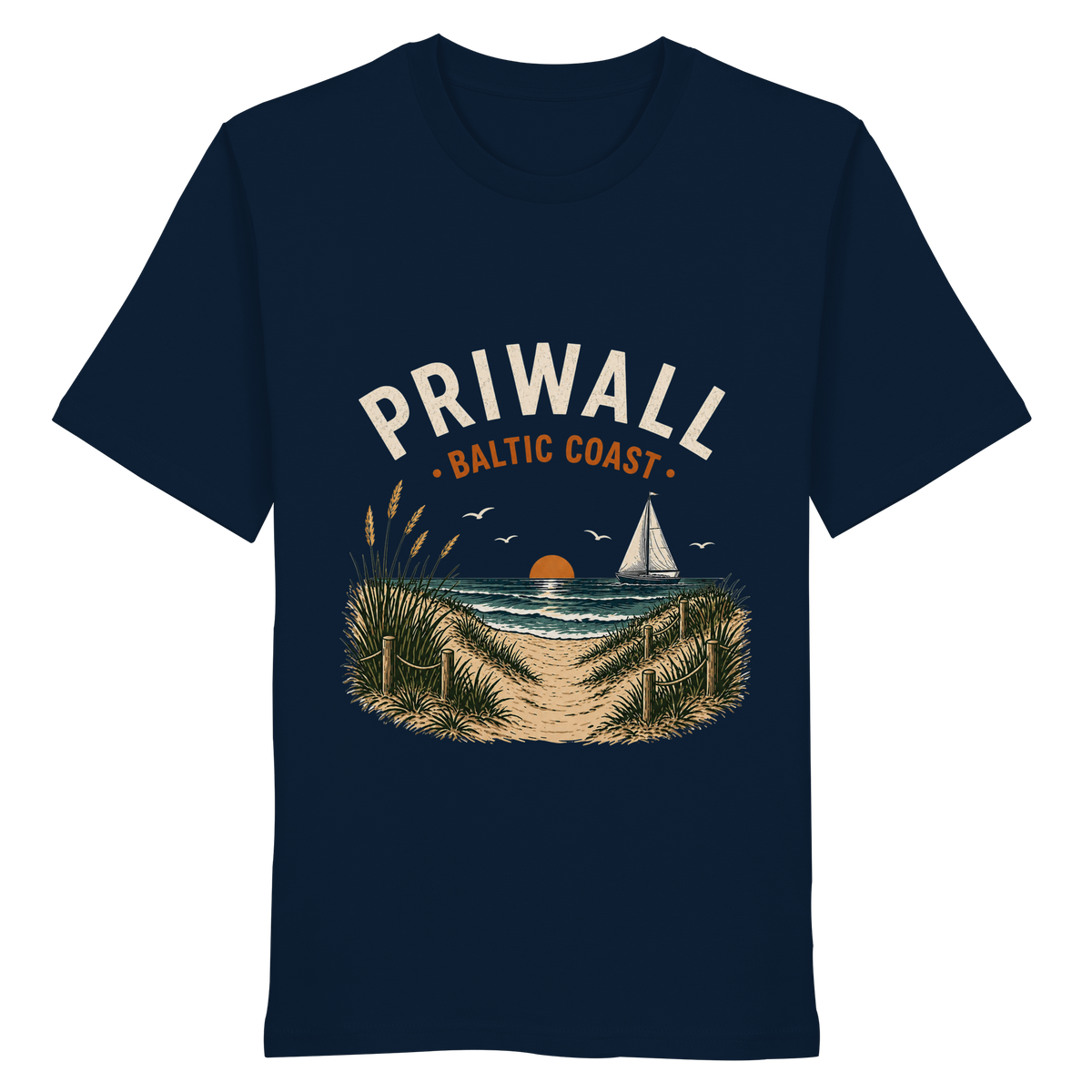 Priwall Baltic Coast Bio T-Shirt in French Navy – Clean Mockup