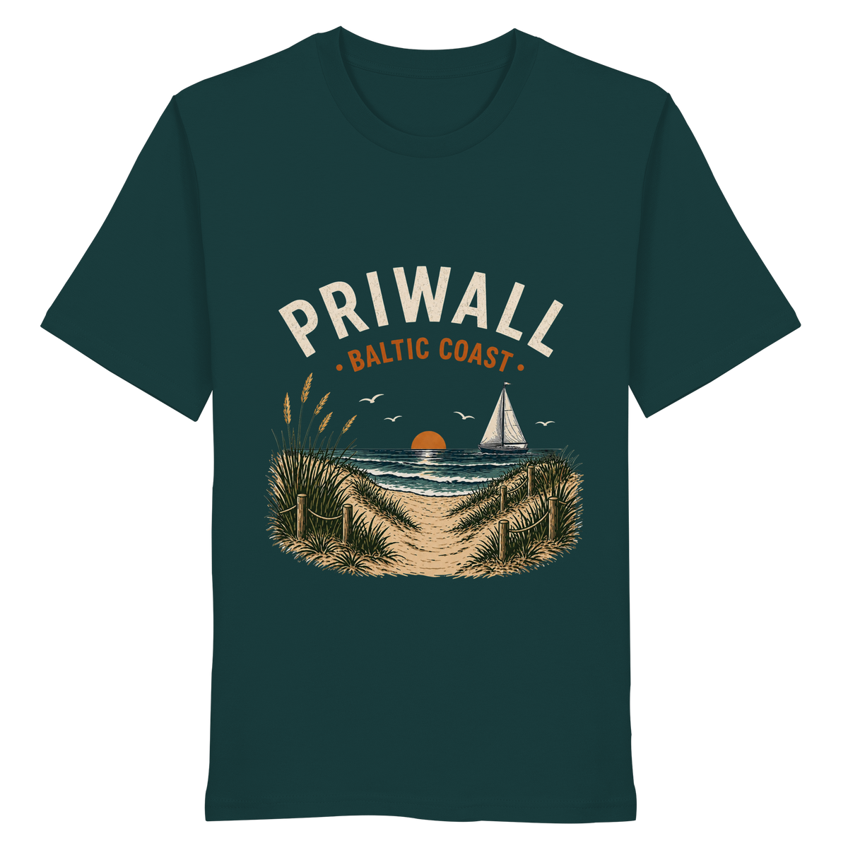 Priwall Baltic Coast Bio T-Shirt in Glazed Green – Clean Mockup