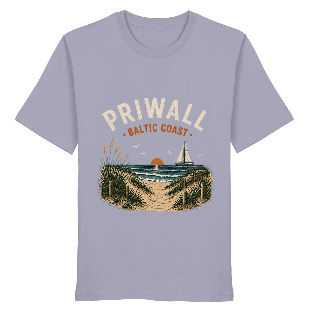 Priwall Baltic Coast Bio T-Shirt in Lavender – Clean Mockup