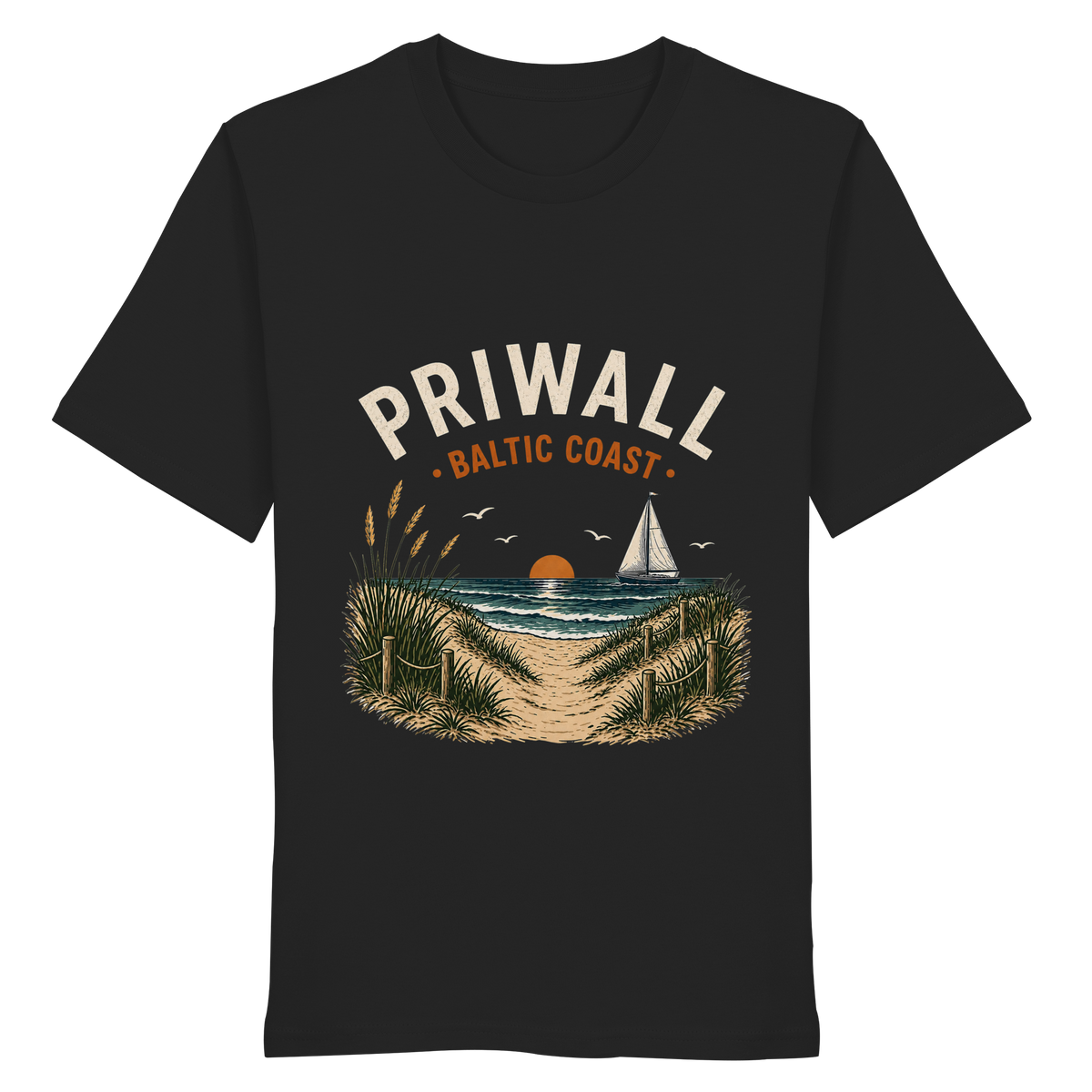 Priwall Baltic Coast Bio T-Shirt in Schwarz – Clean Mockup