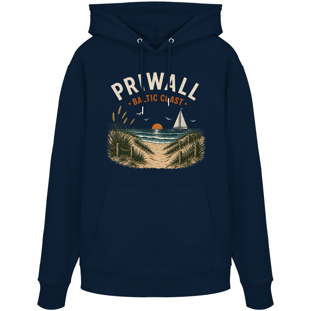 Dunkelblauer Priwall Baltic Coast Dark Edition Bio-Hoodie in French Navy