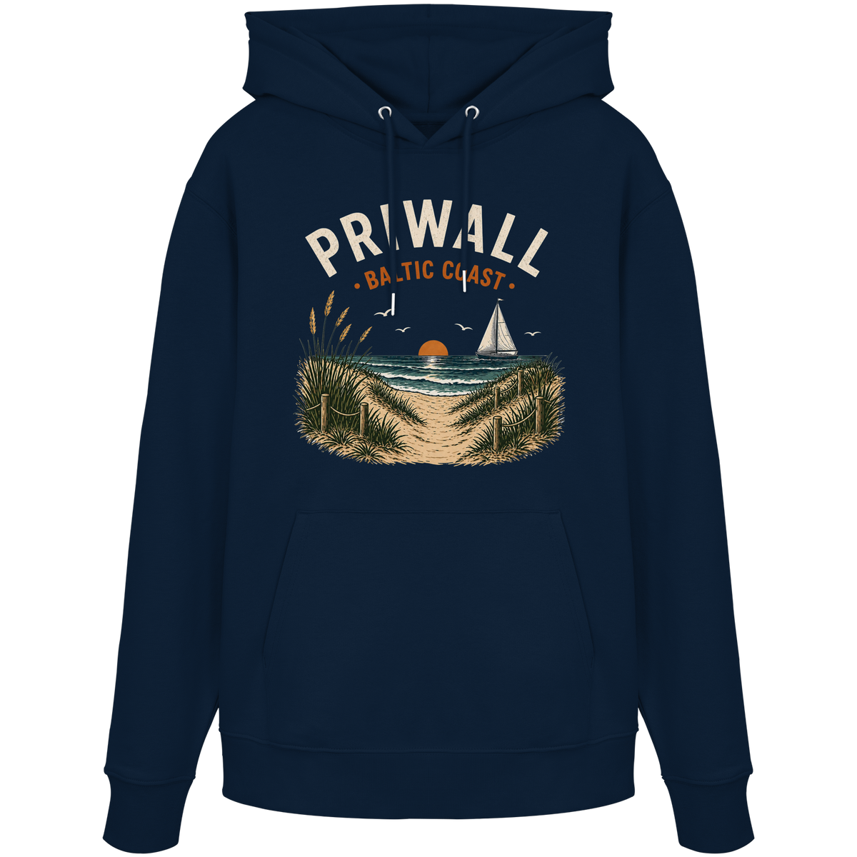 Dunkelblauer Priwall Baltic Coast Dark Edition Bio-Hoodie in French Navy