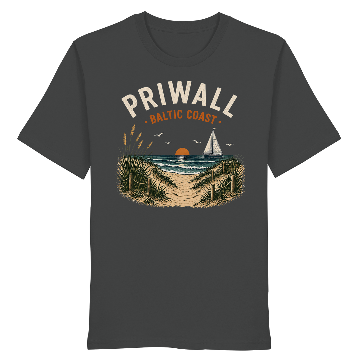 Anthrazitfarbenes Priwall Baltic Coast Dark Edition Bio-T-Shirt