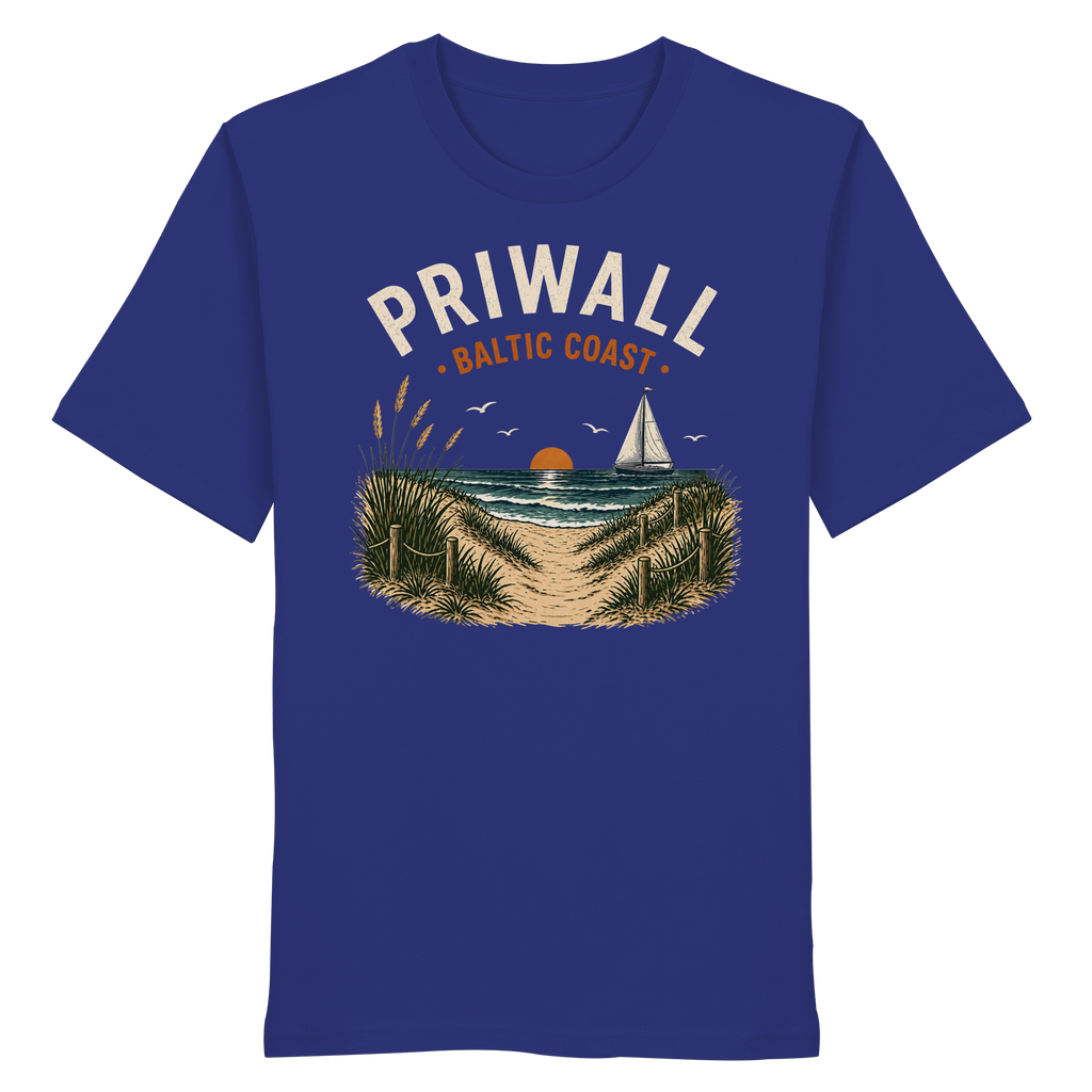 Blaues Priwall Baltic Coast Dark Edition Bio-T-Shirt in Worker Blue