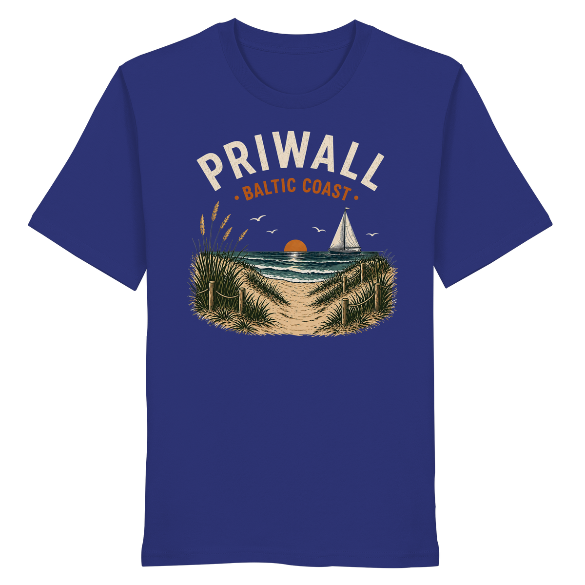 Blaues Priwall Baltic Coast Dark Edition Bio-T-Shirt in Worker Blue