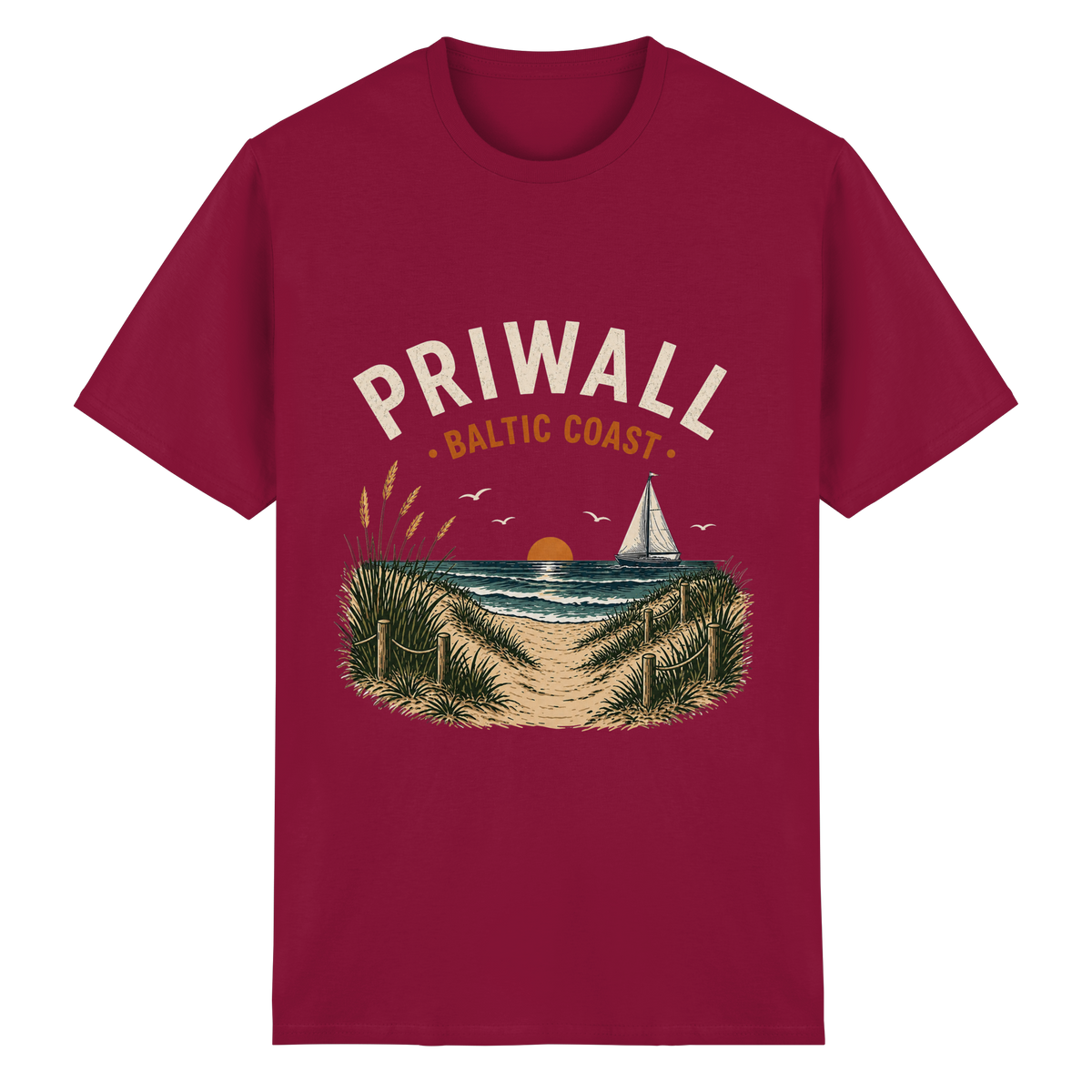 Priwall Baltic Coast Essential T-Shirt in Cardinal Red – Clean Mockup